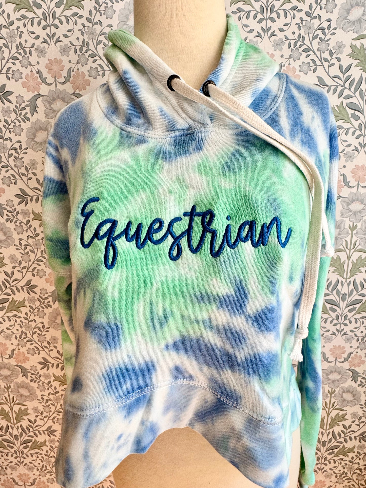 Equestrian Tie Dye Hoodie-Embroidered Horse Lover Sweatshirt