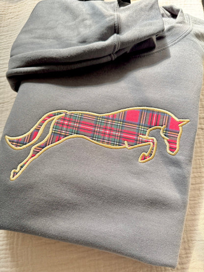 Plaid Horse Applique Sweatshirt