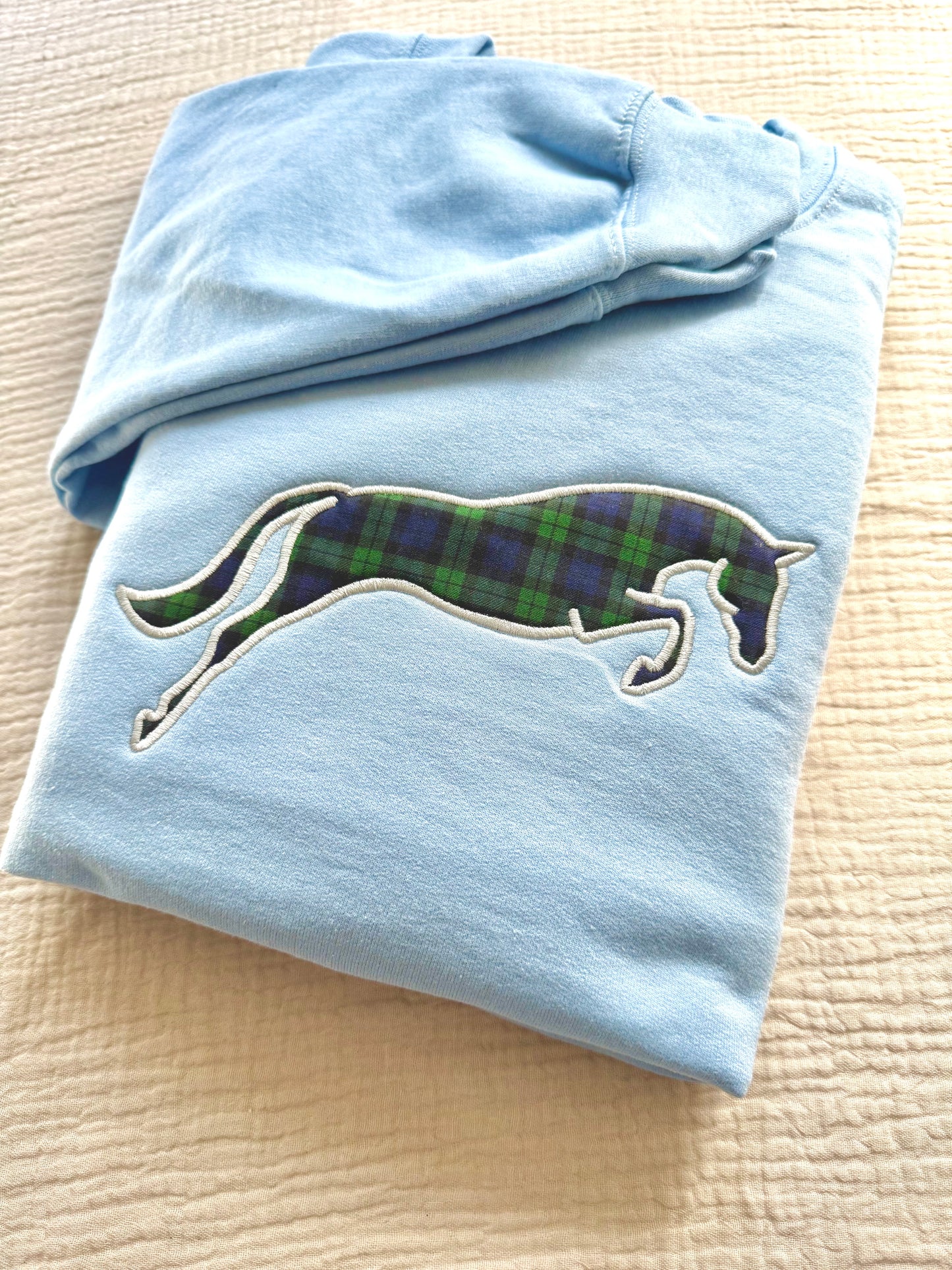Plaid Horse Applique Sweatshirt