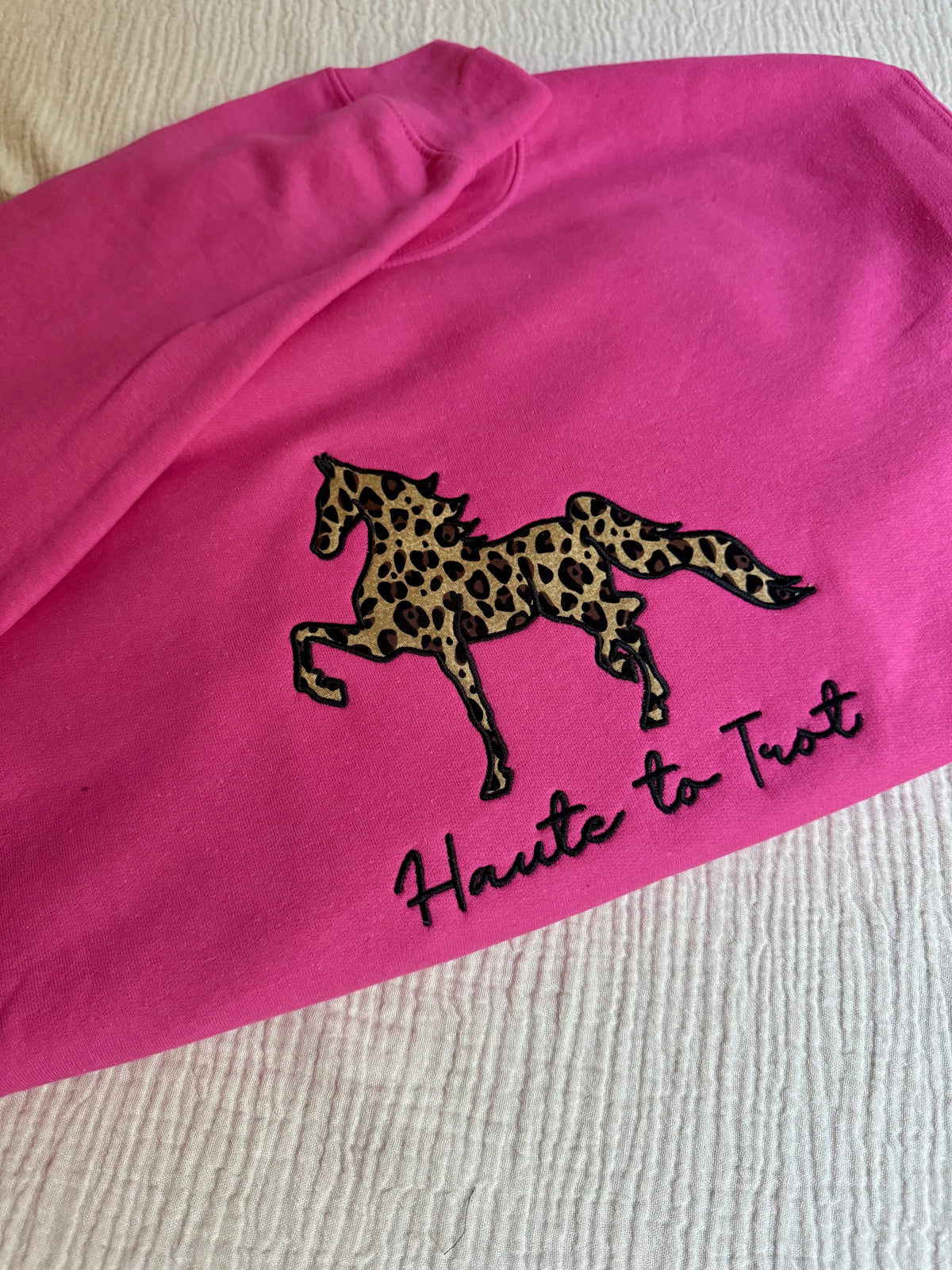 Haute to Trot Leopard Saddlebred Appliqué Sweatshirt