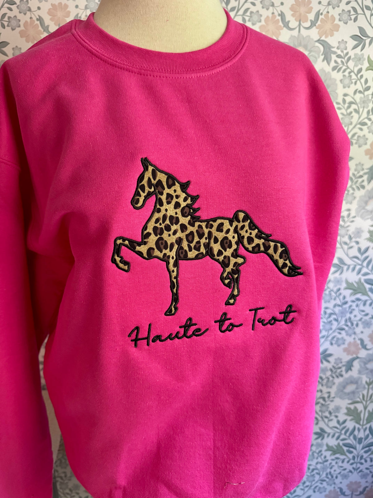 Haute to Trot Leopard Saddlebred Appliqué Sweatshirt