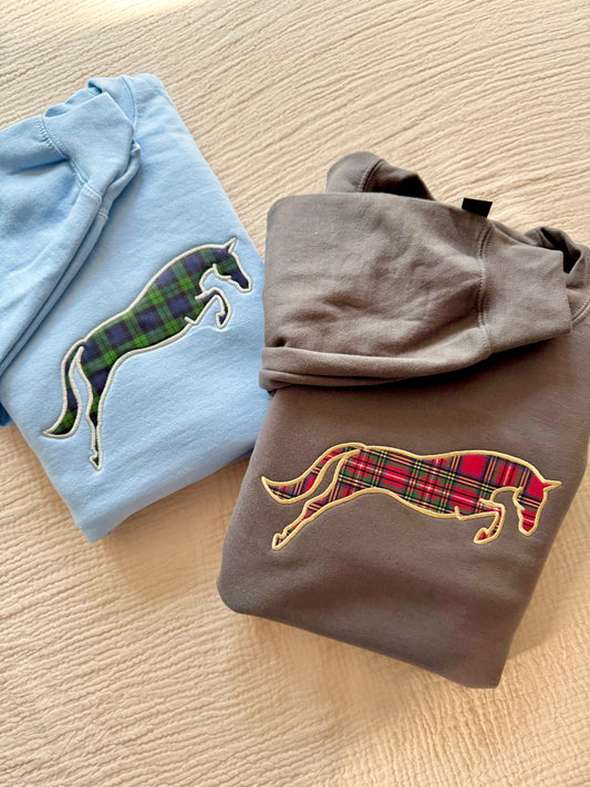 Plaid Horse Applique Sweatshirt