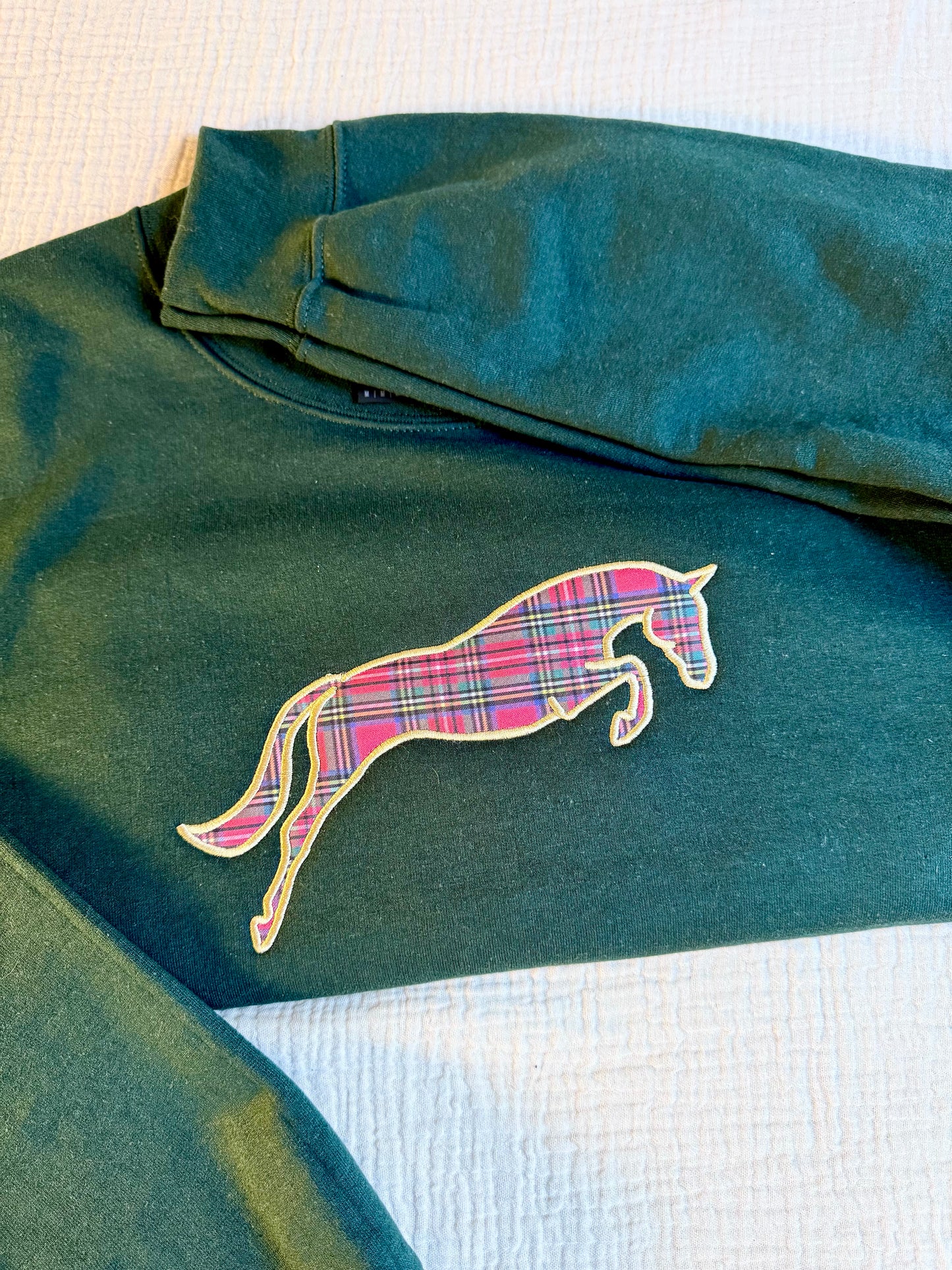 Plaid Horse Applique Sweatshirt