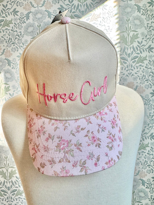 Floral Horse Girl Hat-Cottage Core Equestrian Hat